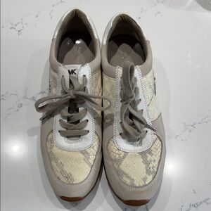 Michael Kors cream, tan & white Patterned Sneakers